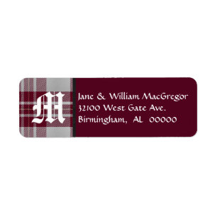 MacGregor Tartan Plaid Monogram Address Labels