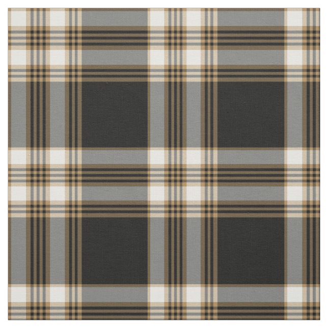 MacGuinness Tartan Black and Brown Irish Plaid Fabric (Swatch)