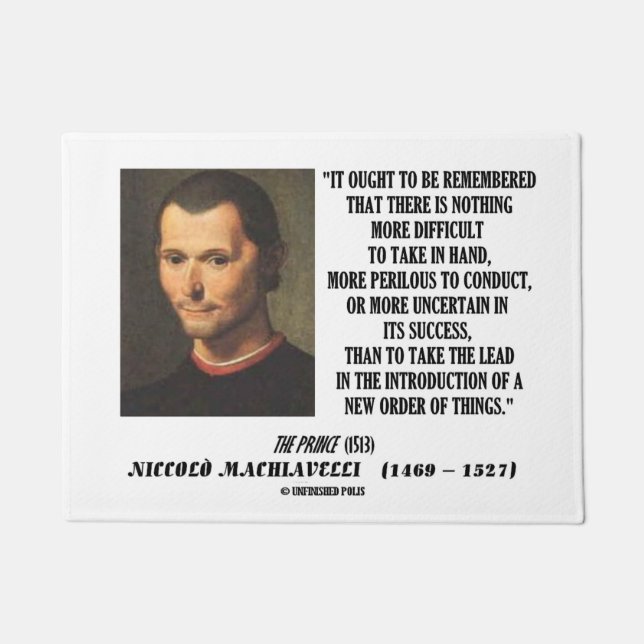 Machiavelli Lead Introduction New Order Of Things Doormat (Front)
