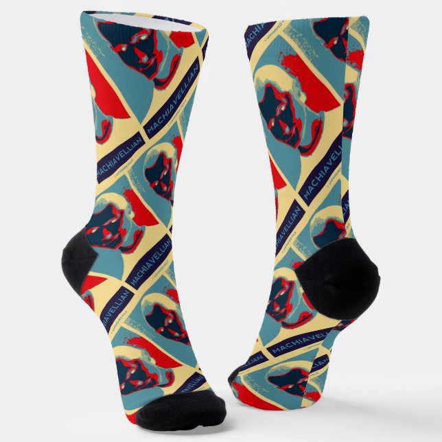 Machiavellian (Obama-style Machiavelli Poster) Socks (Angled)