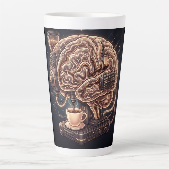 Machine à café Brain Latte Mug – Drôle de neurosci (Devant)