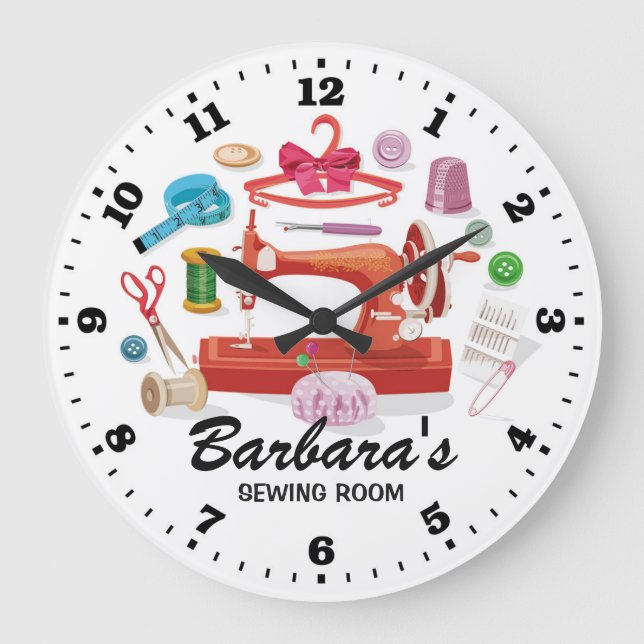 Machine à coudre horloge murale personnalisable (Recto)
