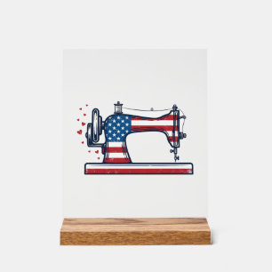 Machine à coudre patriotique Gravure vintage Vecto