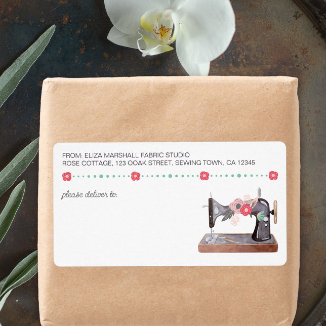 Machine à coudre vintage Boho Floral Livraison (Sewing business shipping labels)