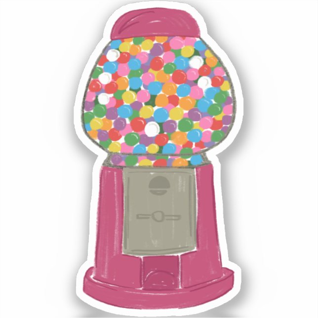 Machine à gumball rose bonbon Sticker de gomme de  (Recto)