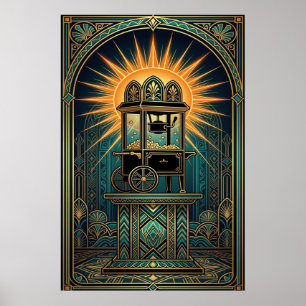 Machine à pop-corn de cinéma Art déco or et sarcel