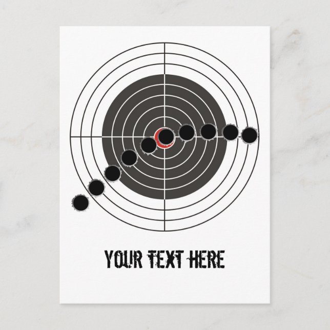 Machine gun bullet holes over shooting target postcard (Front)