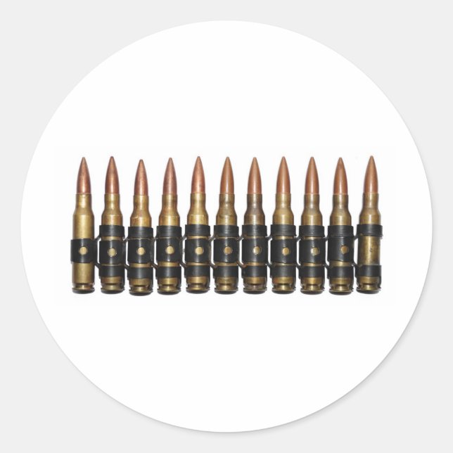 Machine Gun Bullets Classic Round Sticker (Front)