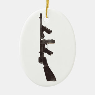 Machine Gun Ceramic Ornament
