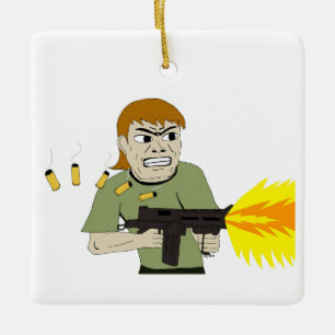 machine gunner ceramic ornament