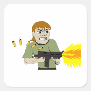 machine gunner square sticker
