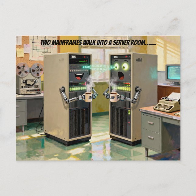“Machine Language”  -  Humourous Technology        Postcard (Front)