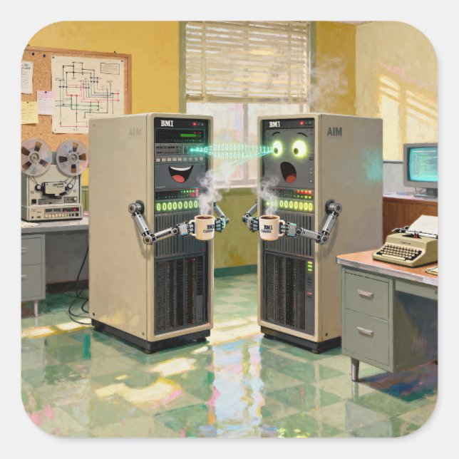 “Machine Language”  -  Humourous Technology        Square Sticker (Front)
