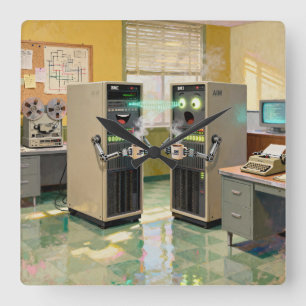 “Machine Language” - Humourous Technology Square Wall Clock