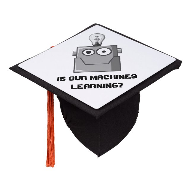 Machine Learning Technology Humour Graduation Cap Topper (Angled)