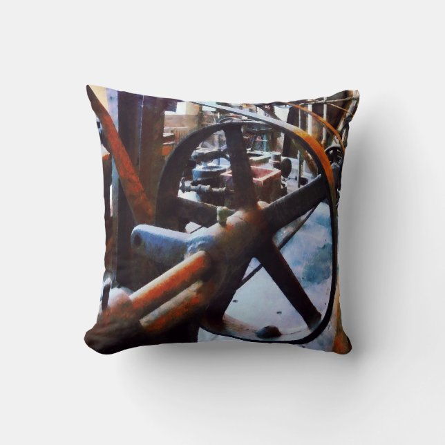 Machine Shop Throw Pillow (Front)
