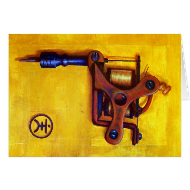 Machine vintage de tatouage (jaune) (Devant horizontal)