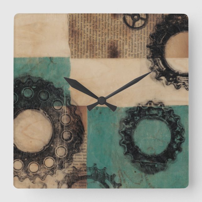 Machinery II Square Wall Clock (Front)