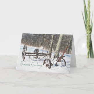 Machines agricoles vintages dans la carte de Noël 