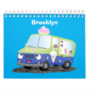 Machines and transport cartoon illustration calendar