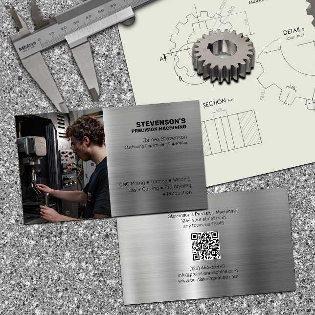 Machining and Metal Fab Aluminum Effect  Business Card (Creator Uploaded)