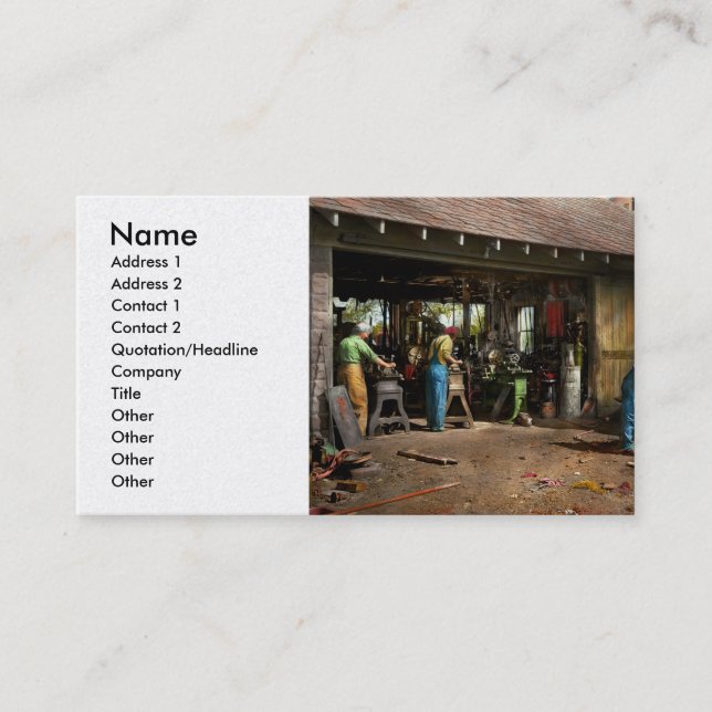 Machinist - Backyard machinists 1942 Business Card (Front)