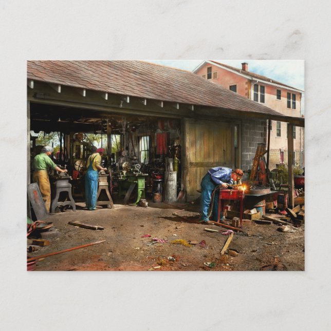 Machinist - Backyard machinists 1942 Postcard (Front)