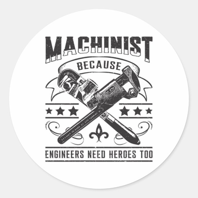 Machinist CNC Machinist Machine Job Funny Gift Classic Round Sticker (Front)