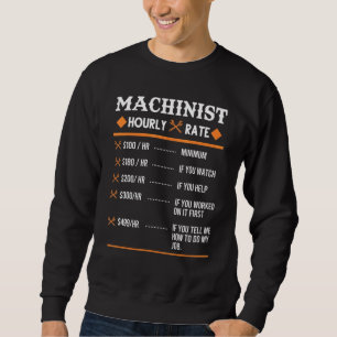 Machinist Hourly Rate Machining Sweatshirt