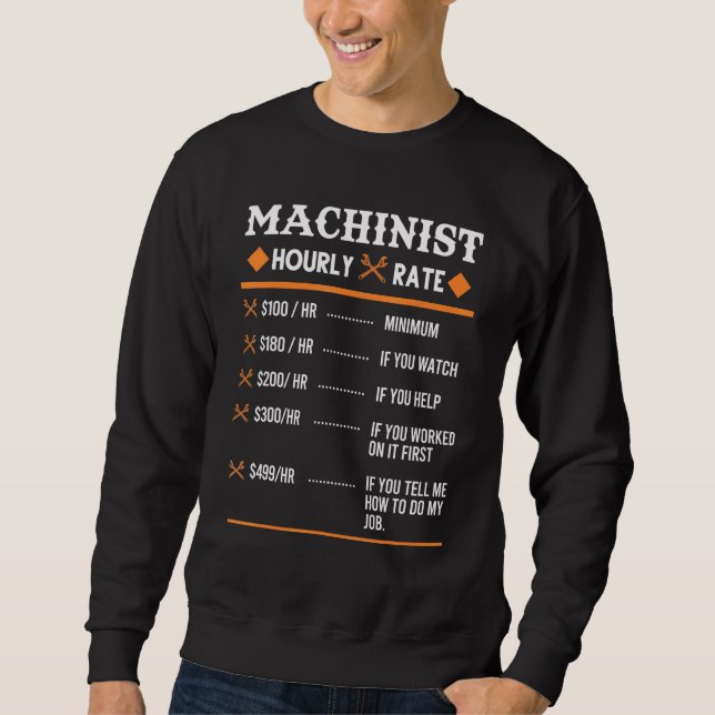 Machinist Hourly Rate Machining Sweatshirt (Front)