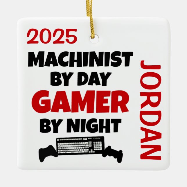 Machinist Loves Playing Video Games Ceramic Ornament (Front)