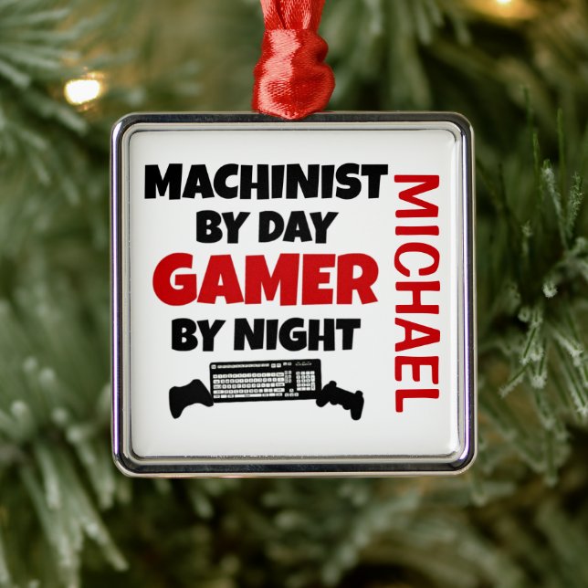 Machinist Loves Playing Video Games Metal Ornament (Tree)