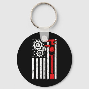 Machinist Patriotic Machine Tools Operator Indepen Keychain