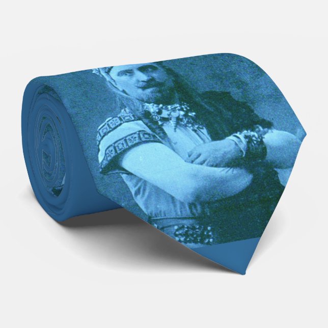 macho macho man print - blue tie (Rolled)