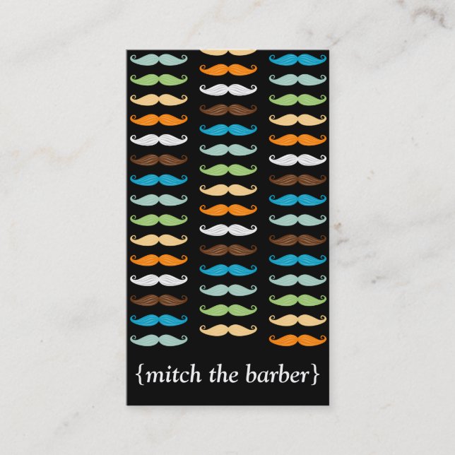 Macho Moustaches Vertical Bizcard Business Card (Front)