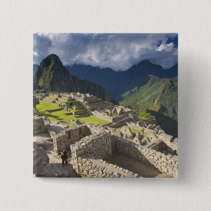 Machu Picchu, ancient ruins, UNESCO world 3 2 Inch Square Button