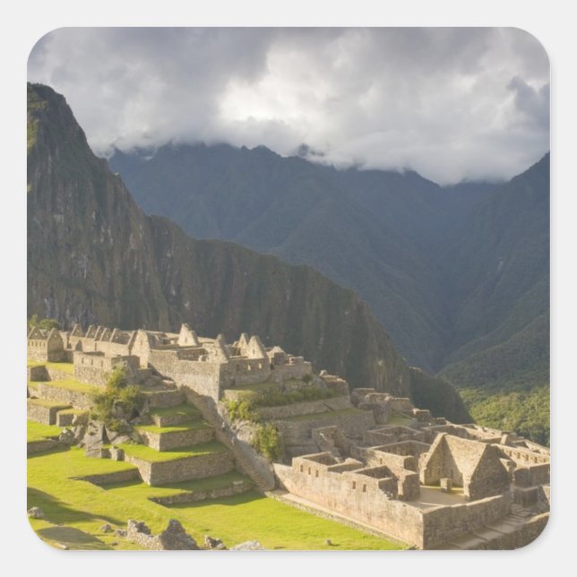 Machu Picchu, ancient ruins, UNESCO world 4 Square Sticker (Front)