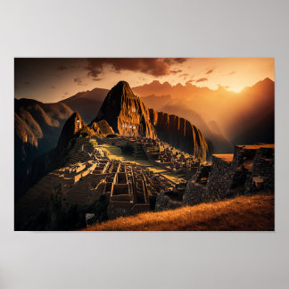 Machu Picchu au coucher du soleil - Impression d'a