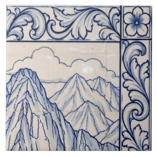 Machu Picchu Azulejo Mural 2 of 6 Top Right Tile
