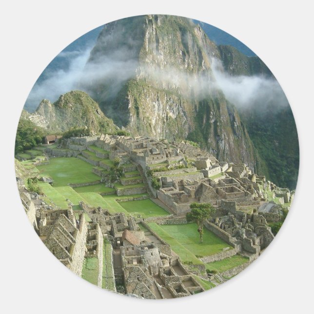 machu picchu classic round sticker (Front)