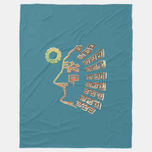 Machu Picchu Cusco Peru Drawing on Teal Fleece Blanket