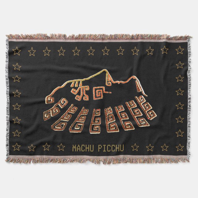 Machu_Picchu Cusco Peru Silhouette Throw Blanket (Front)