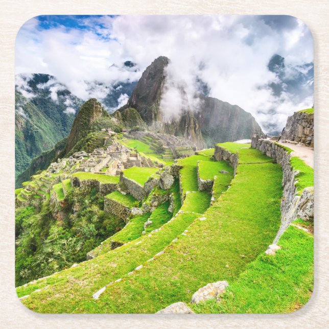 Machu Picchu, Cusco - Peru Square Paper Coaster (Front)