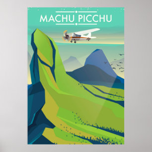 machu picchu Flight travel poster