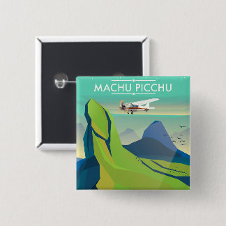 machu picchu Flight travel poster 2 Inch Square Button