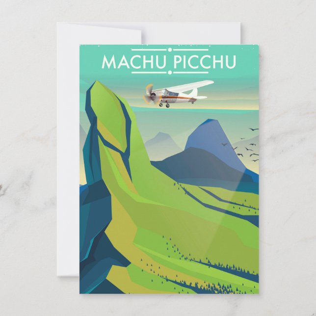 machu picchu Flight travel poster Invitation (Back)