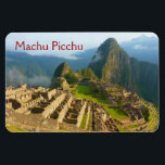 Machu Picchu Magnet<br><div class="desc">Photograph looking down at the ancient ruins of Machu Picchu,  Peru. Customizable text.</div>