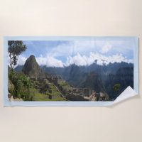 Machu Picchu Pérou, serviette de plage bleue de