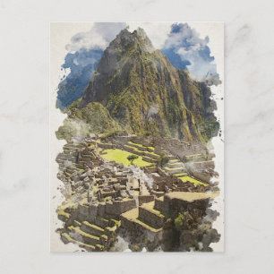 Machu Picchu Pérou Watercolor Art Invitation