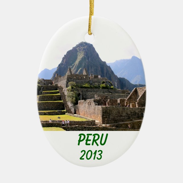Machu Picchu Peru - Huayna Picchu Mountain Ceramic Ornament (Front)